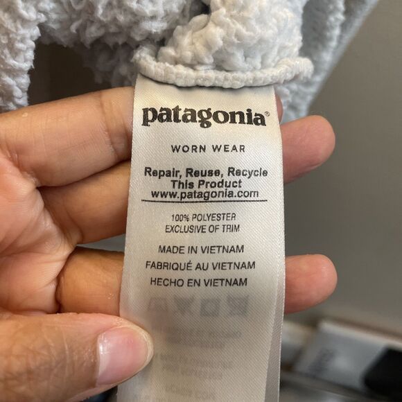 Patagonia Women Worn Wear 1/4 Zip Sherpa Pullover Sweater Sz Medium Ivory - Picture 8 of 8